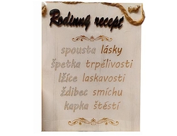 Bytová dekorace dřevěná tabulka Rodinný recept