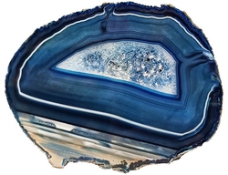 Achátový plátek oboustranně leštěný modrý - cca 138 g - 14x11x0,5 cm