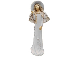 Dekorativní anděl bílý s kloboukem 32 cm