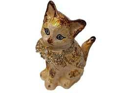 Dekorativní šperkovnice otevírací kovová - Kočička - 8x6 cm