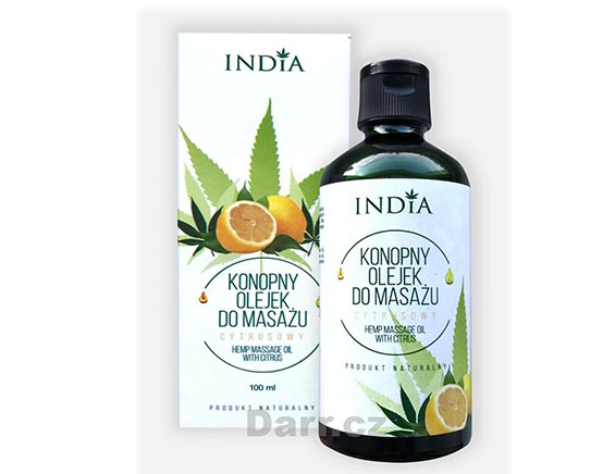 Konopný masážní olej citrusový INDIA cosmetics 100ml